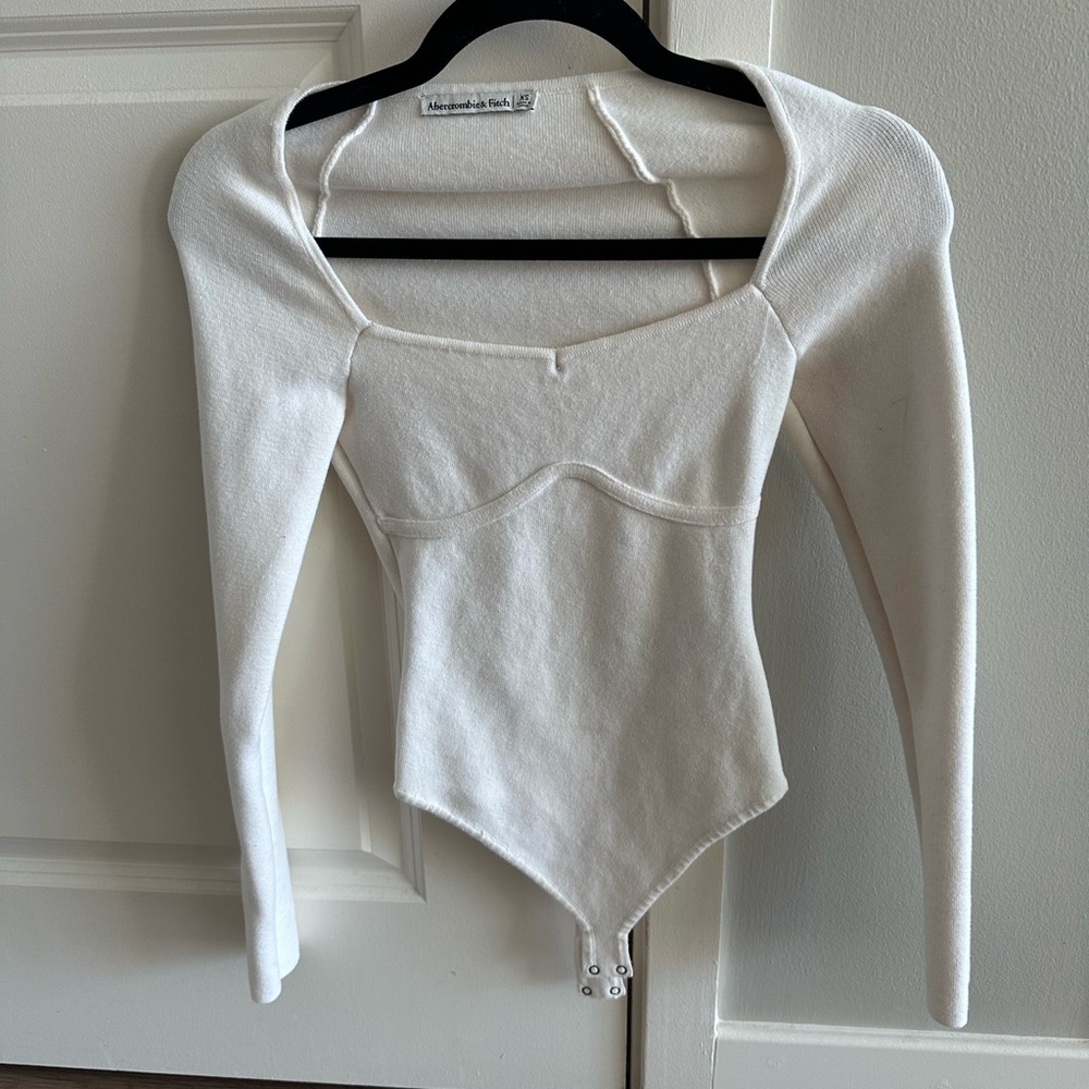 Abercrombie White Long Sleeve Bodysuit